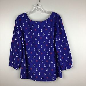 🌺3 FOR $20🌺 - Pink Owl Sails Away Nautical top Blue Large